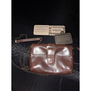 Boconi Leather Magentic Kylie Black Brown Wristlet Clutch